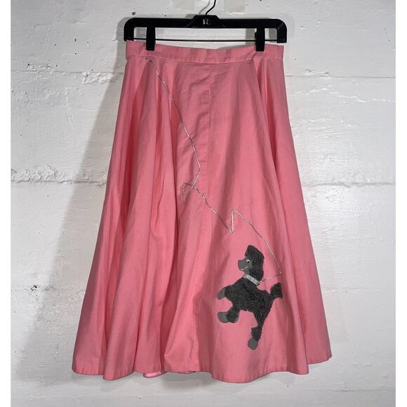 Vintage 1950s Style Pink Poodle Skirt Handmade Full Circle Rockabilly Size S - Picture 2 of 9